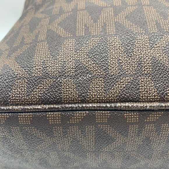 Michael Kors Dark Brown Signature Coated Canvas Jules Drawstring Shoulder Bag - Picture 11 of 11